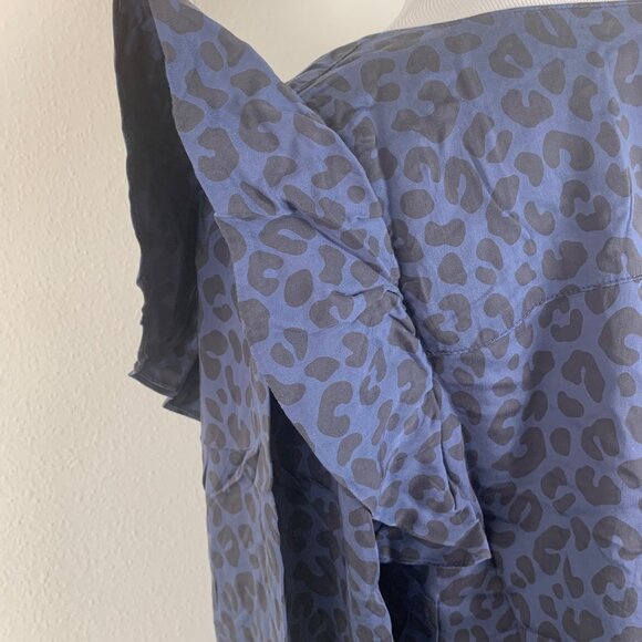 Marine Layer Rory Long-Sleeve Ruffle Blouse Cheetah Print Womens Extra Large XL - Picture 6 of 7